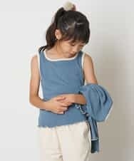 KJKJM37029 a.v.v KIDS(アー・ヴェ・ヴェ) [100-130]【2点SET】配色ショート丈カーデ＆タンクトップセット ブルー