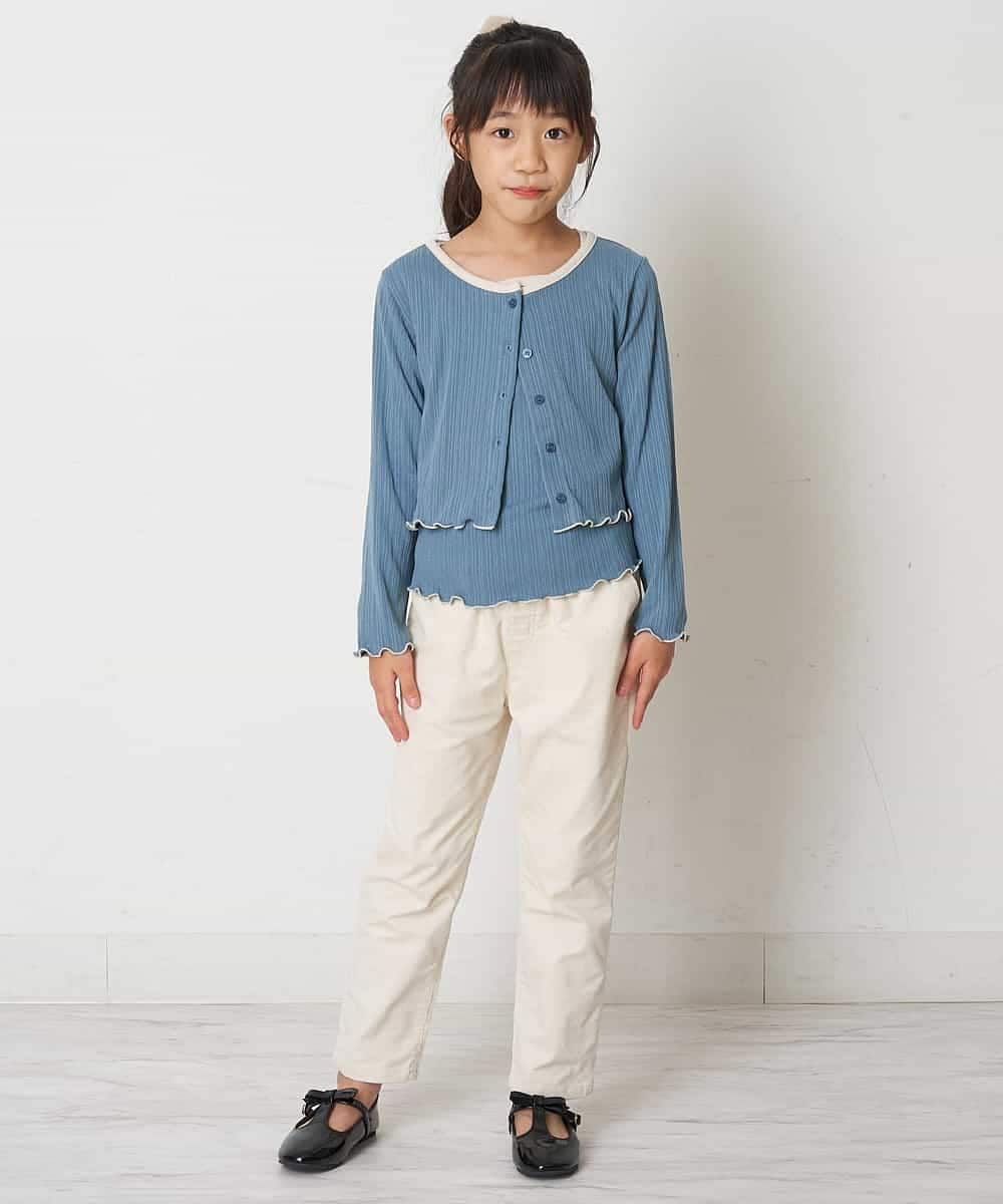 KJKJM37029 a.v.v KIDS(アー・ヴェ・ヴェ) [100-130]【2点SET】配色ショート丈カーデ＆タンクトップセット ブルー