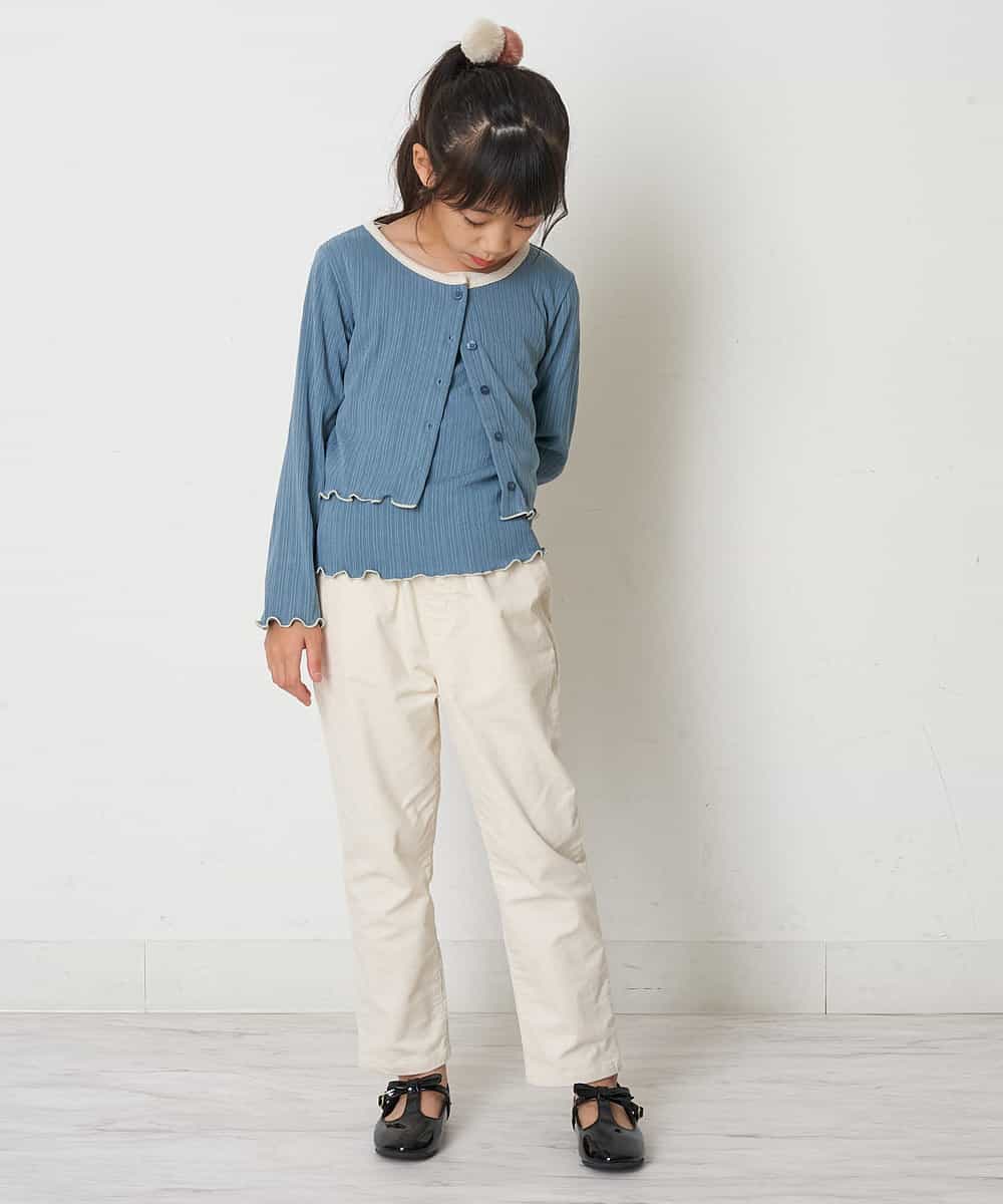 KJKJM37029 a.v.v KIDS(アー・ヴェ・ヴェ) [100-130]【2点SET】配色ショート丈カーデ＆タンクトップセット ブルー