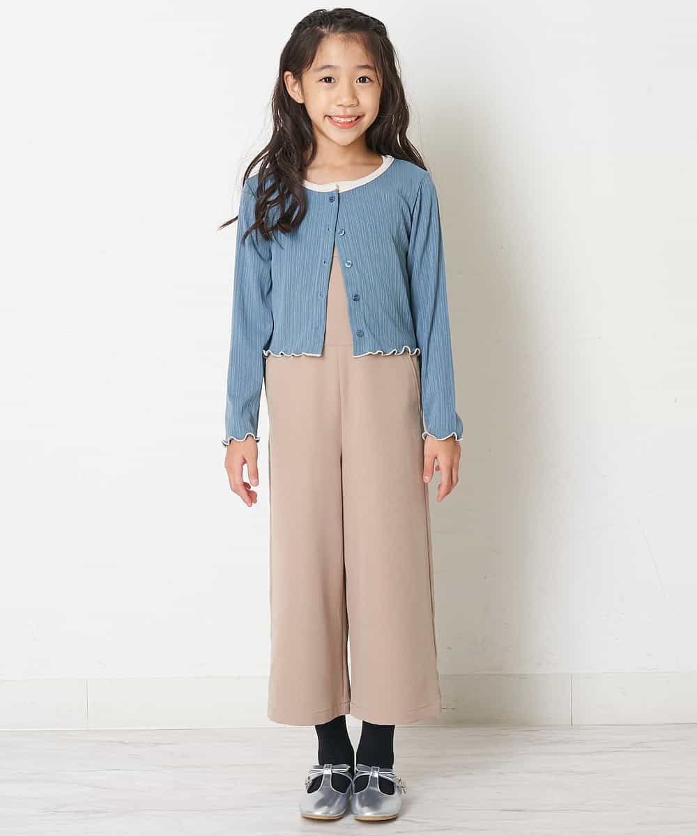 KJKJM37029 a.v.v KIDS(アー・ヴェ・ヴェ) [100-130]【2点SET】配色ショート丈カーデ＆タンクトップセット ブルー
