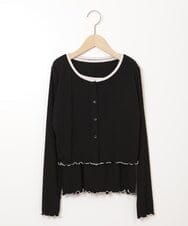 KJKJN37034 a.v.v KIDS(アー・ヴェ・ヴェ) [140-150]【2点SET】配色ショート丈カーデ＆タンクトップセット ブラック
