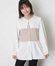 KJKJO36044 a.v.v KIDS(アー・ヴェ・ヴェ) [160]ビックカラーマエアキドッキングカットソー[WEB限定サイズ] ピンク