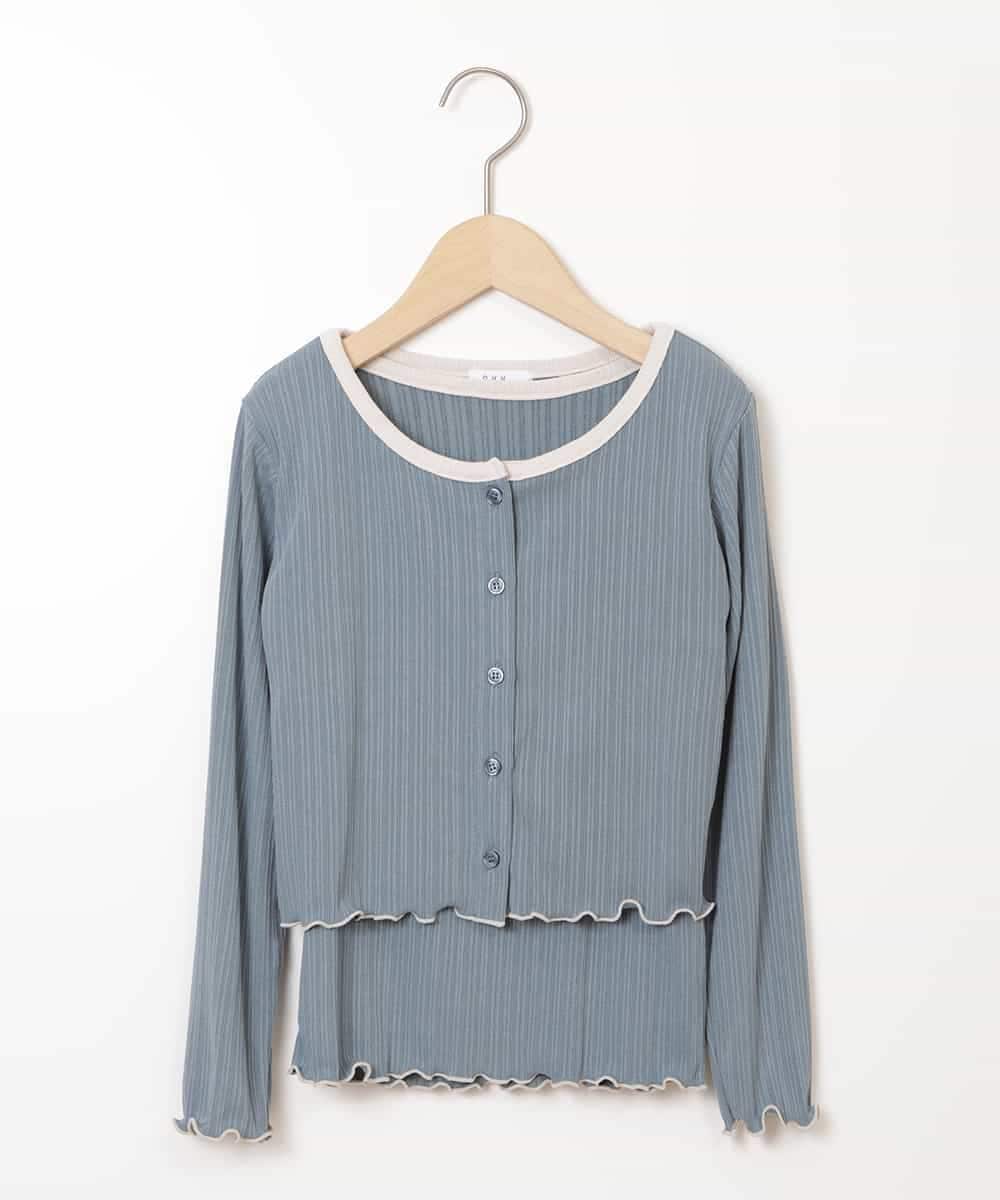 KJKJO37039 a.v.v KIDS(アー・ヴェ・ヴェ) [160]【2点SET】配色ショート丈カーデ＆タンクトップセット[WEB限定サイズ] ブルー