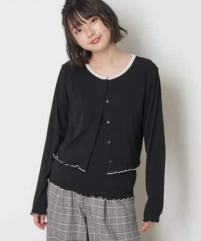 KJKJO37039 a.v.v KIDS [160]【2点SET】配色ショート丈カーデ＆タンクトップセット[WEB限定サイズ]