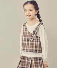 KJKJP34029 a.v.v KIDS(アー・ヴェ・ヴェ) [100-130]バックル付きビスチェドッキングトップス ブラウン