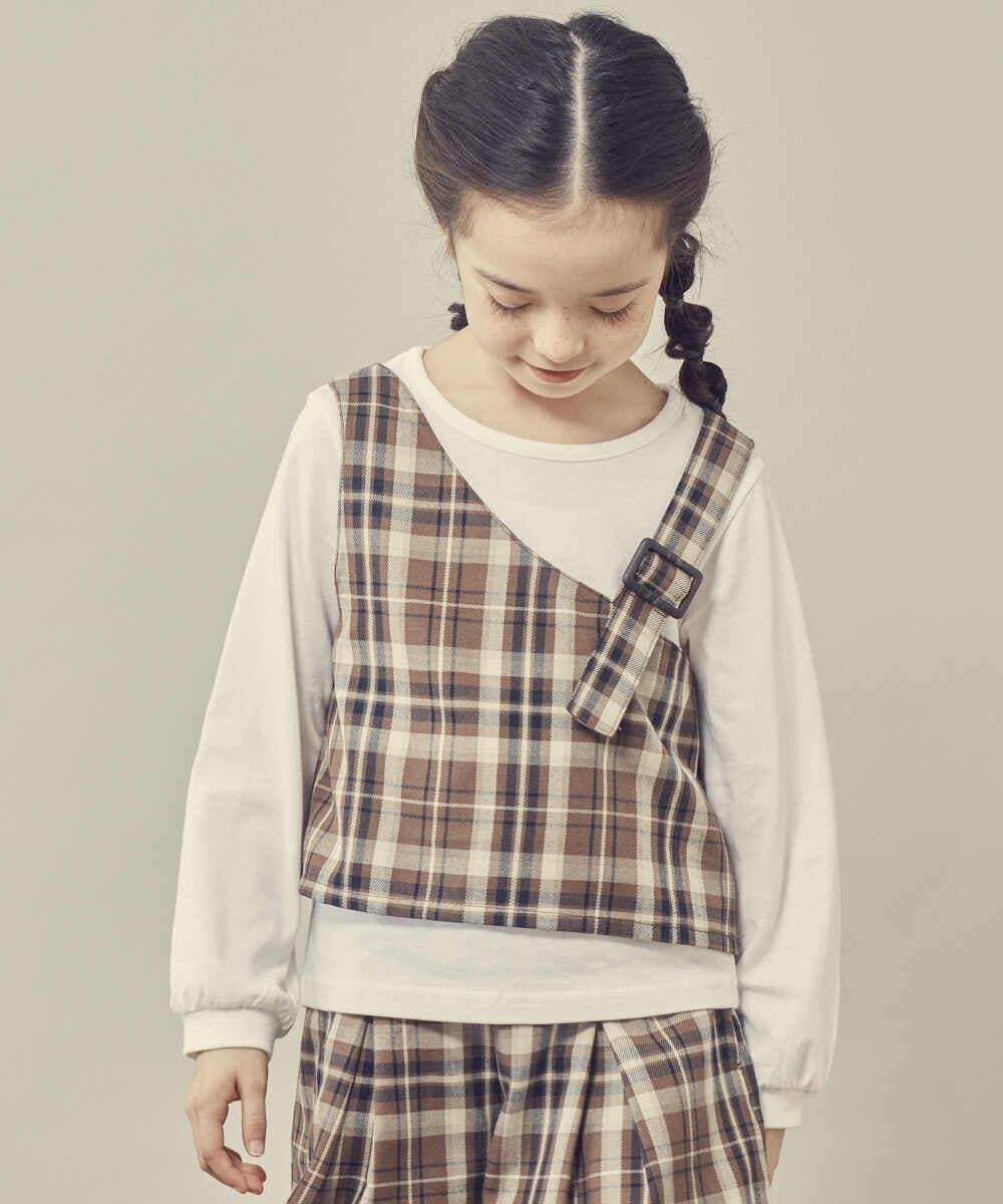 KJKJP34029 a.v.v KIDS(アー・ヴェ・ヴェ) [100-130]バックル付きビスチェドッキングトップス ライトブルー