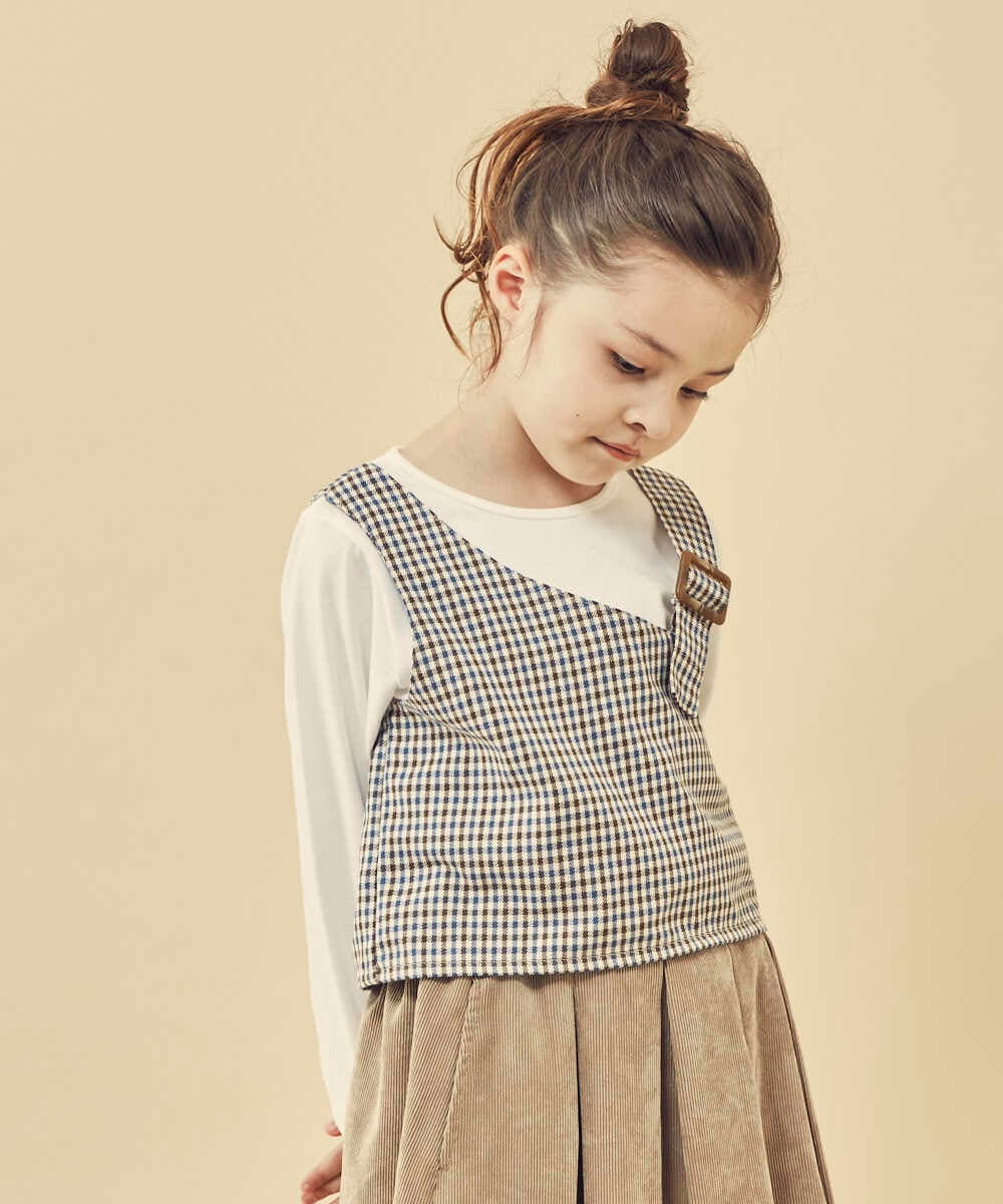 KJKJP34029 a.v.v KIDS(アー・ヴェ・ヴェ) [100-130]バックル付きビスチェドッキングトップス ライトブルー