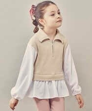 KJKJP35029 a.v.v KIDS(アー・ヴェ・ヴェ) [100-130]ハーフジップ ドッキングトップス ベージュ