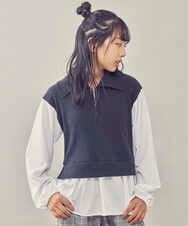 KJKJP35029 a.v.v KIDS(アー・ヴェ・ヴェ) [100-130]ハーフジップ ドッキングトップス ベージュ
