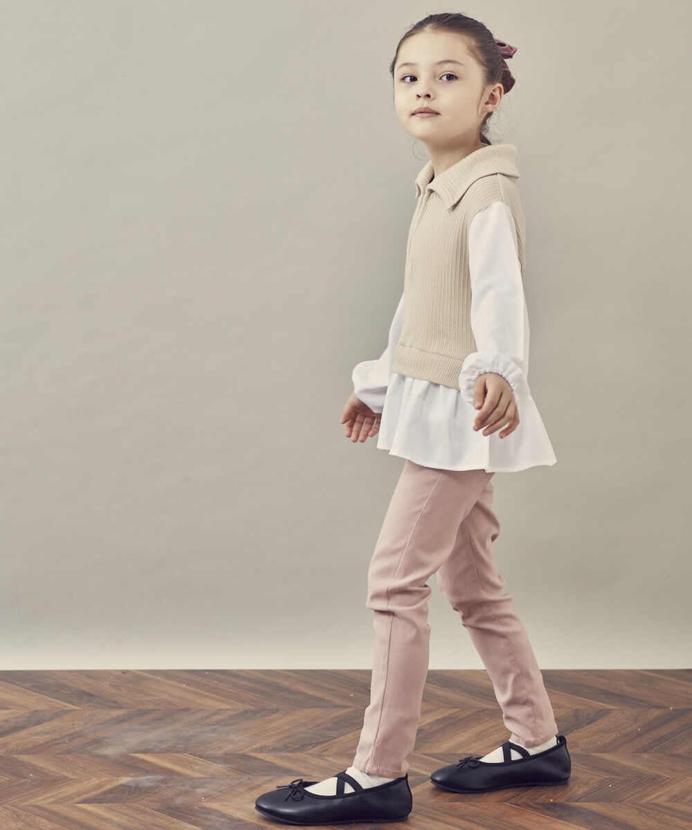 KJKJP35029 a.v.v KIDS(アー・ヴェ・ヴェ) [100-130]ハーフジップ ドッキングトップス ベージュ