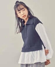 KJKJP35029 a.v.v KIDS(アー・ヴェ・ヴェ) [100-130]ハーフジップ ドッキングトップス ブラック
