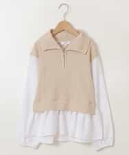 KJKJP35029 a.v.v KIDS(アー・ヴェ・ヴェ) [100-130]ハーフジップ ドッキングトップス ベージュ