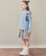 KJKJP37019 a.v.v KIDS(アー・ヴェ・ヴェ) [100-130]ショルダーレースアップ長袖Tシャツ ライトブルー
