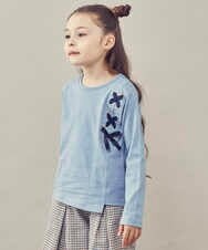 KJKJP37019 a.v.v KIDS(アー・ヴェ・ヴェ) [100-130]ショルダーレースアップ長袖Tシャツ ライトブルー