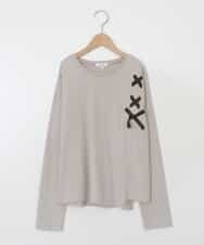 KJKJP37019 a.v.v KIDS(アー・ヴェ・ヴェ) [100-130]ショルダーレースアップ長袖Tシャツ ベージュ