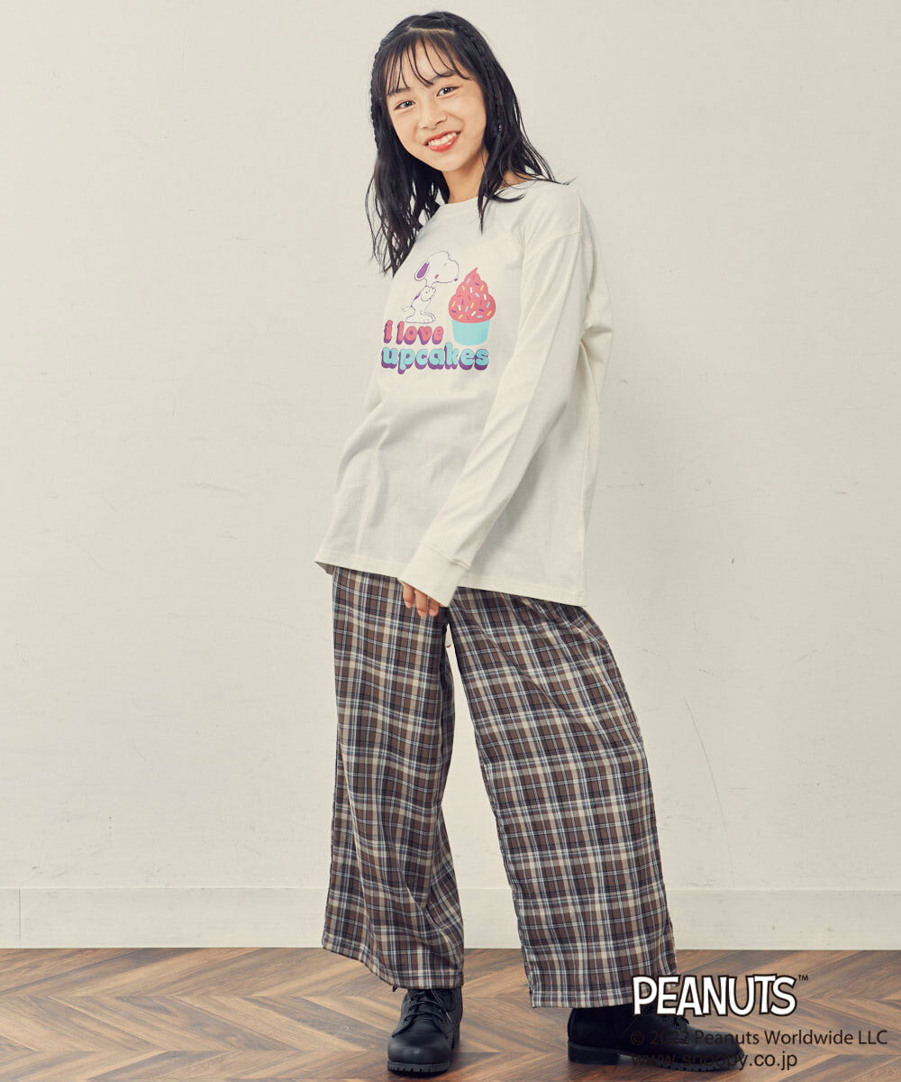 KJKJP80024 a.v.v KIDS(アー・ヴェ・ヴェ) [100-130]【数量限定】PEANUTS×a.v.vスヌーピープリントロンT ラベンダー