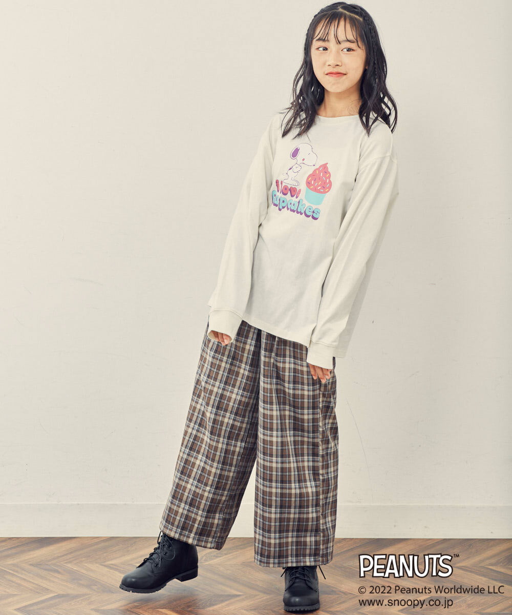 KJKJP80024 a.v.v KIDS(アー・ヴェ・ヴェ) [100-130]【数量限定】PEANUTS×a.v.vスヌーピープリントロンT ラベンダー