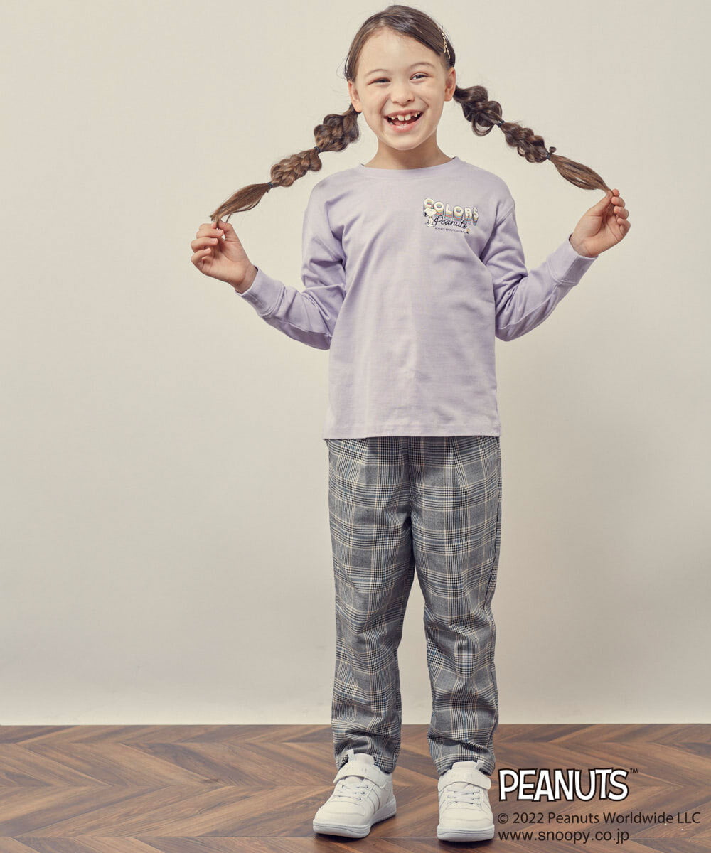 KJKJP80024 a.v.v KIDS(アー・ヴェ・ヴェ) [100-130]【数量限定】PEANUTS×a.v.vスヌーピープリントロンT ラベンダー