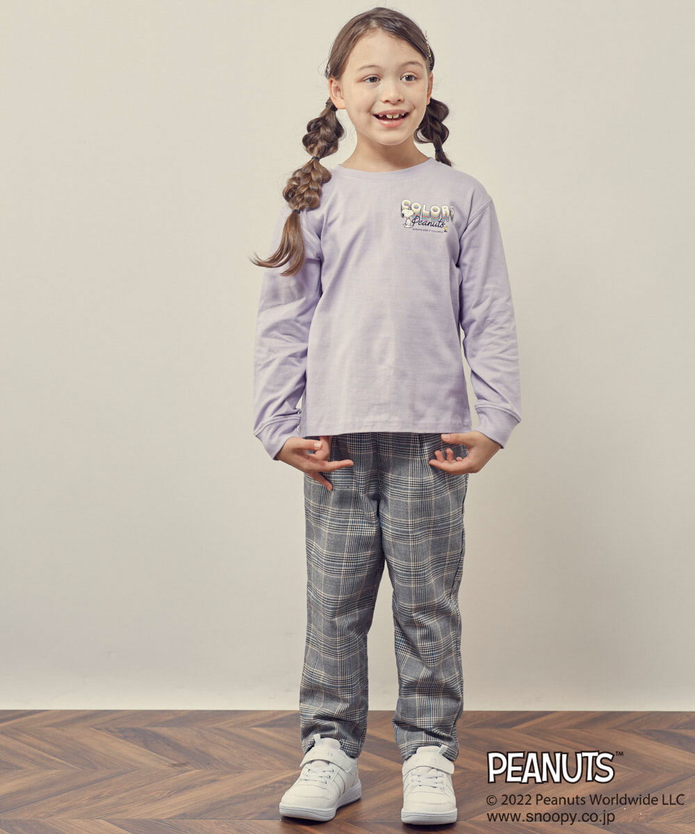 KJKJP80024 a.v.v KIDS(アー・ヴェ・ヴェ) [100-130]【数量限定】PEANUTS×a.v.vスヌーピープリントロンT ラベンダー
