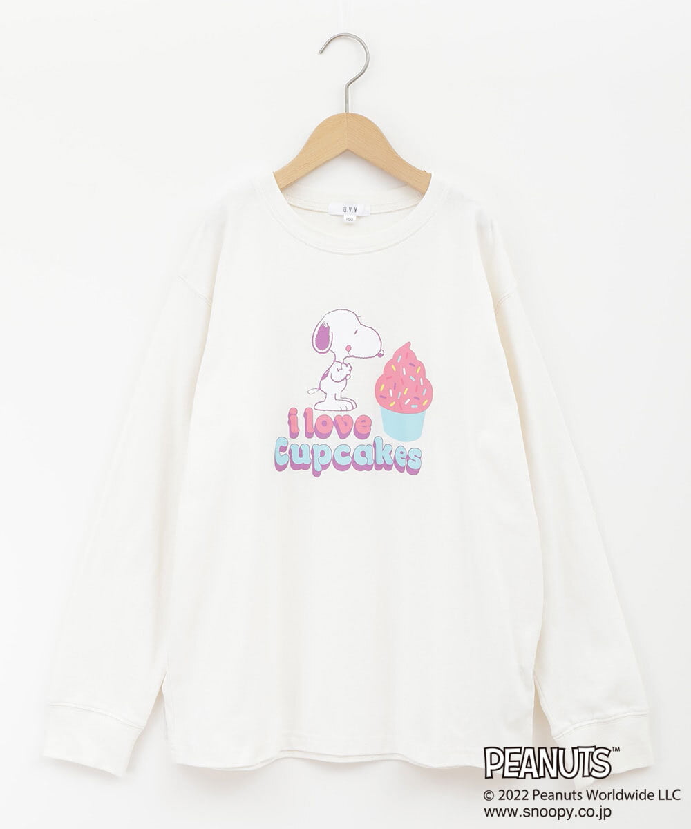 KJKJP80024 a.v.v KIDS(アー・ヴェ・ヴェ) [100-130]【数量限定】PEANUTS×a.v.vスヌーピープリントロンT アイボリー