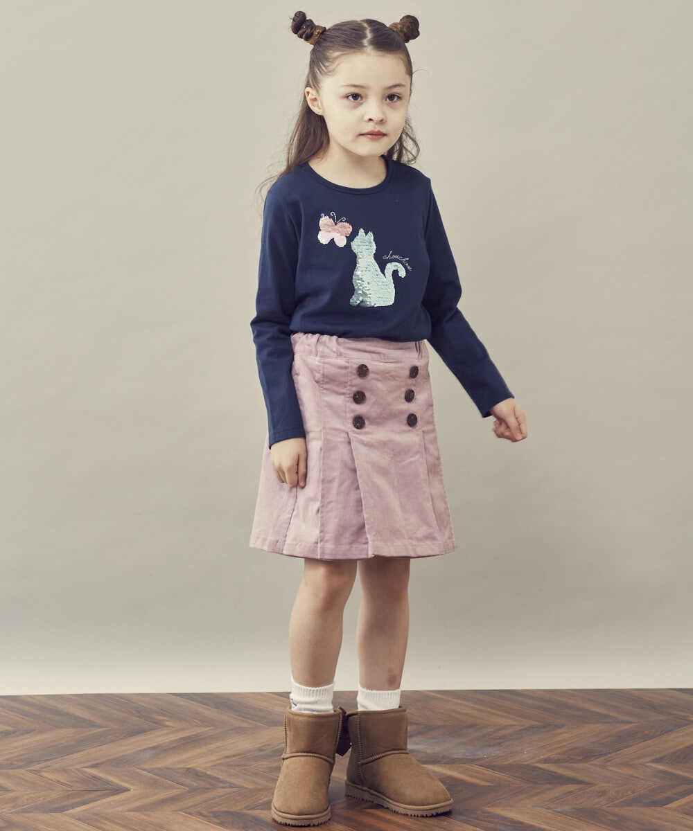 KJKJQ31024 a.v.v KIDS(アー・ヴェ・ヴェ) [140-150]スパンコールアソート長袖Tシャツ ネイビー