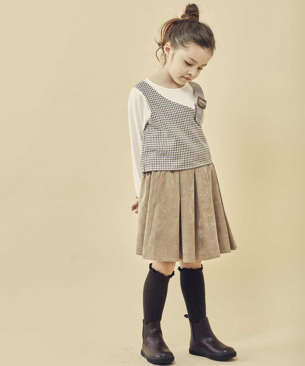 KJKJQ34034 a.v.v KIDS(アー・ヴェ・ヴェ) [140-150]バックル付きビスチェドッキングトップス ブラウン