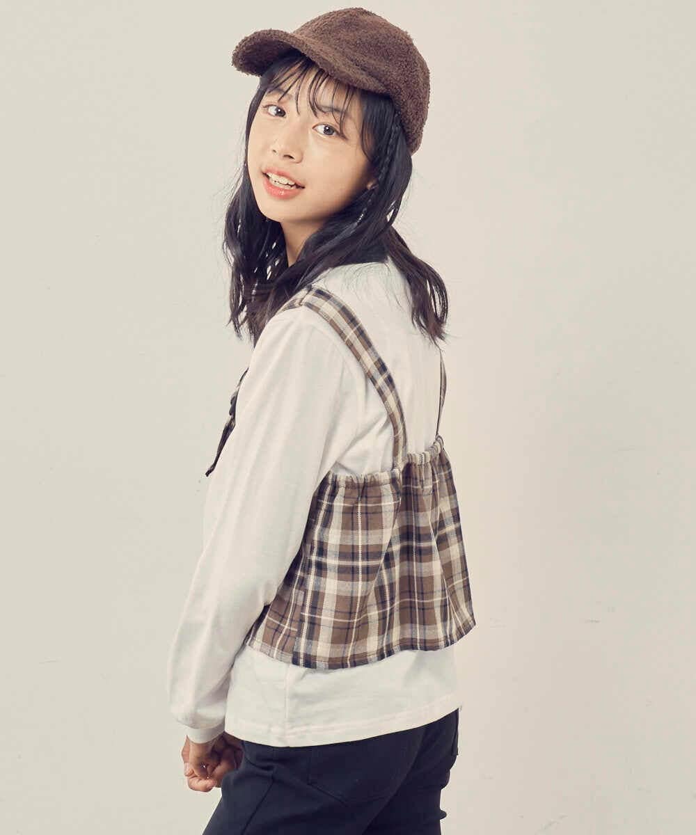 KJKJQ34034 a.v.v KIDS(アー・ヴェ・ヴェ) [140-150]バックル付きビスチェドッキングトップス ブラウン