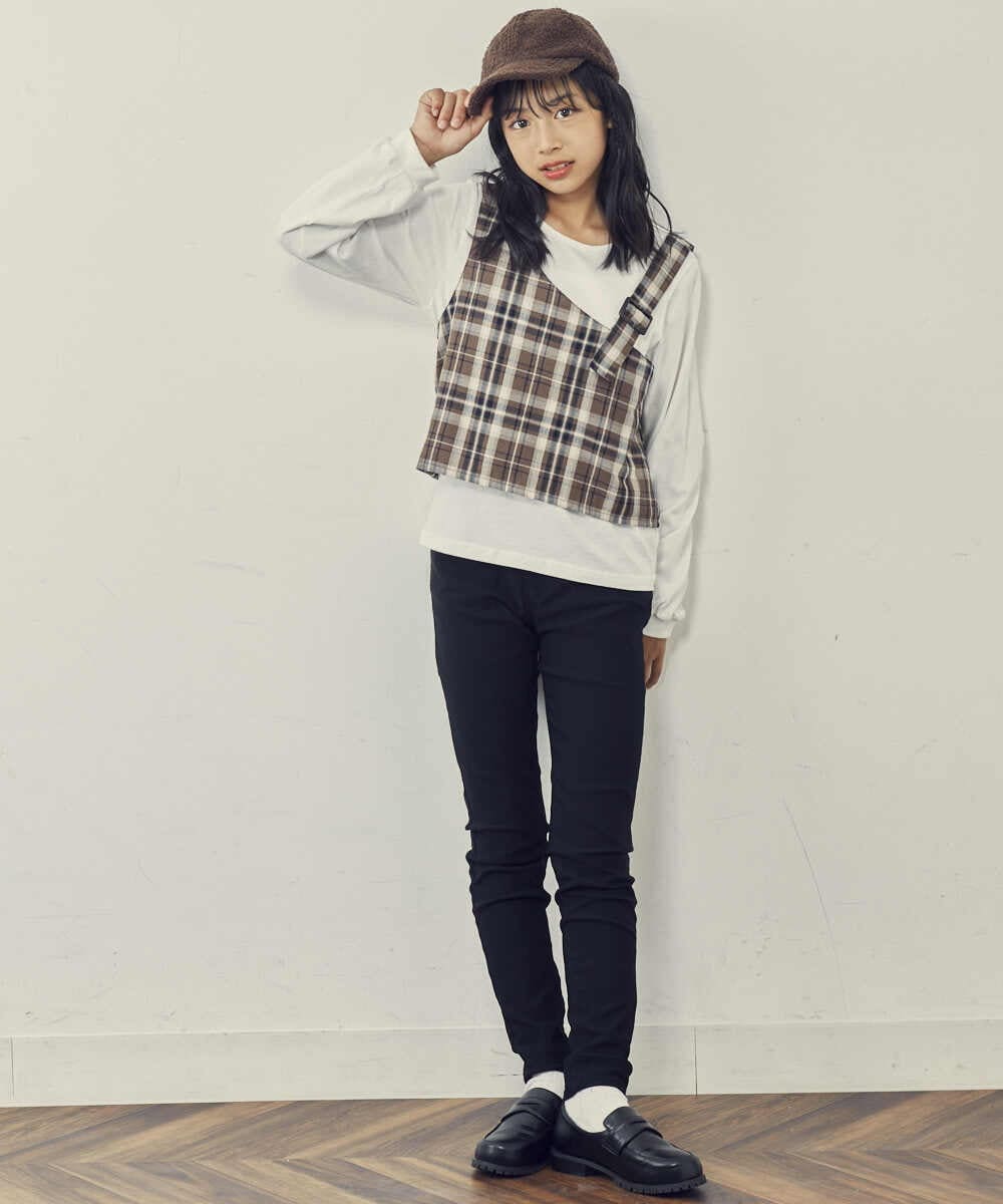KJKJQ34034 a.v.v KIDS(アー・ヴェ・ヴェ) [140-150]バックル付きビスチェドッキングトップス ブラウン