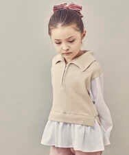 KJKJQ35034 a.v.v KIDS(アー・ヴェ・ヴェ) [140-150]ハーフジップ ドッキングトップス ブラック
