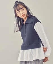 KJKJR35039 a.v.v KIDS(アー・ヴェ・ヴェ) [160]ハーフジップ ドッキングトップス ブラック