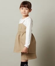 KJKJS35029 a.v.v KIDS(アー・ヴェ・ヴェ) [100-130]【セットアップ対応】フクレキャミドッキングカットソー ベージュ