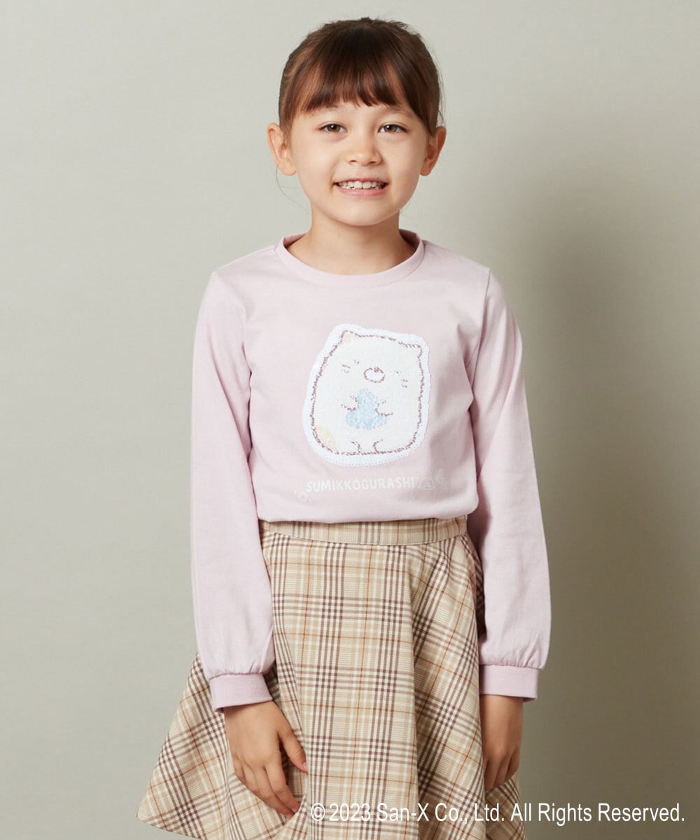 KJKJS80029 a.v.v KIDS(アー・ヴェ・ヴェ) [100-140]【すみっコぐらし】リバーシブルスパンコール長袖Ｔシャツ ピンク