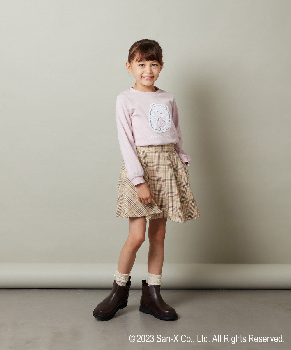 KJKJS80029 a.v.v KIDS(アー・ヴェ・ヴェ) [100-140]【すみっコぐらし】リバーシブルスパンコール長袖Ｔシャツ ピンク