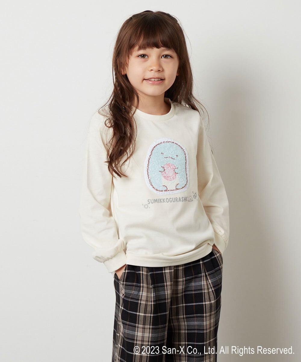 KJKJS80029 a.v.v KIDS(アー・ヴェ・ヴェ) [100-140]【すみっコぐらし】リバーシブルスパンコール長袖Ｔシャツ ピンク