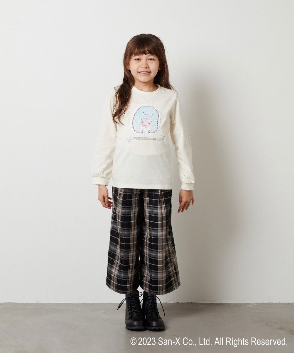 KJKJS80029 a.v.v KIDS(アー・ヴェ・ヴェ) [100-140]【すみっコぐらし】リバーシブルスパンコール長袖Ｔシャツ ピンク