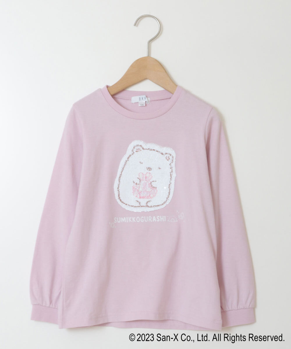 KJKJS80029 a.v.v KIDS(アー・ヴェ・ヴェ) [100-140]【すみっコぐらし】リバーシブルスパンコール長袖Ｔシャツ ピンク