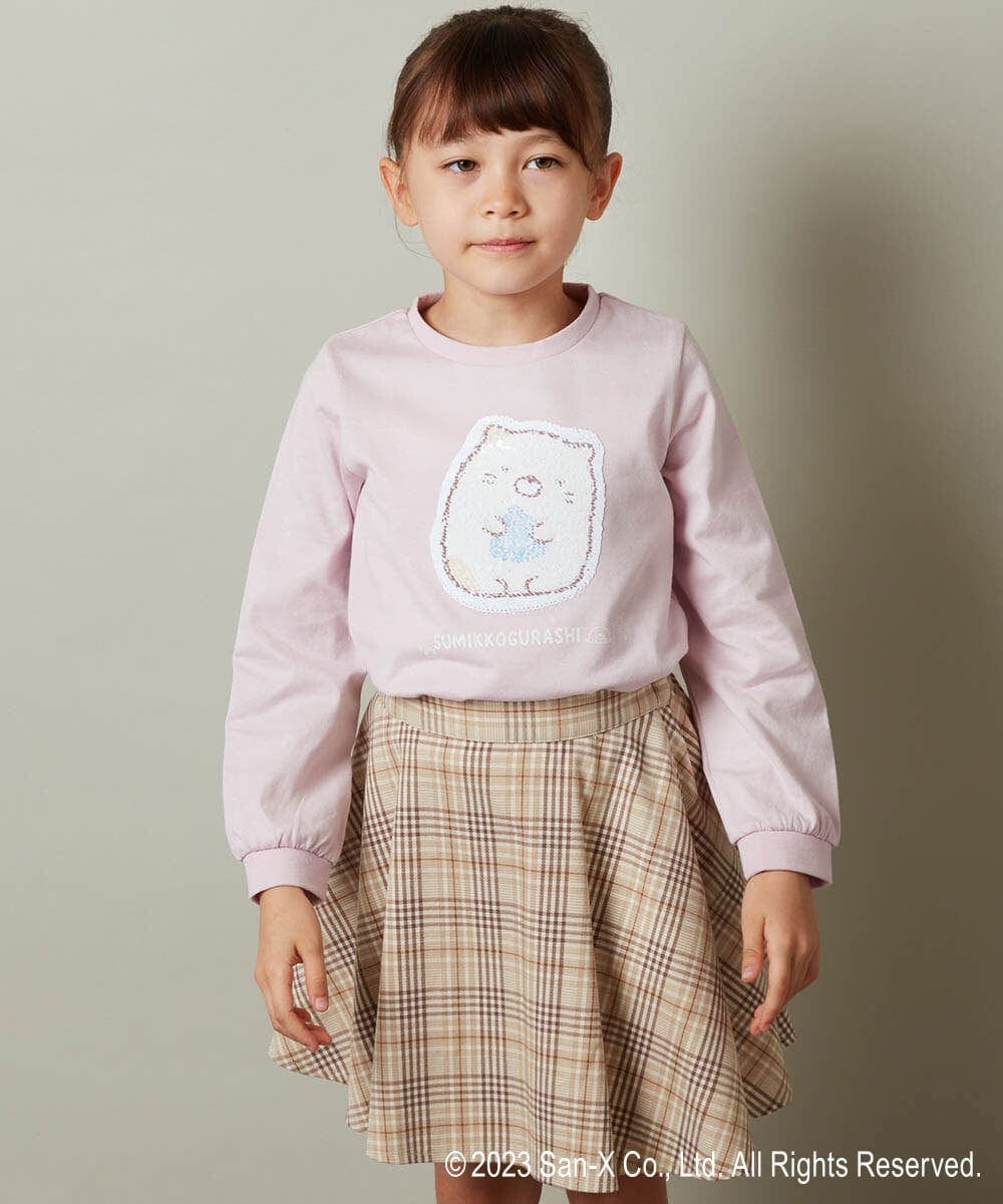 KJKJS80029 a.v.v KIDS(アー・ヴェ・ヴェ) [100-140]【すみっコぐらし】リバーシブルスパンコール長袖Ｔシャツ ピンク