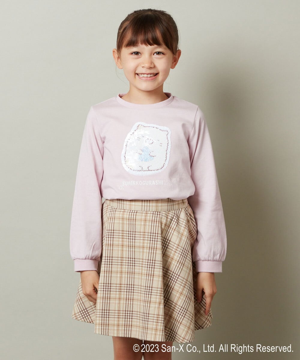 KJKJS80029 a.v.v KIDS(アー・ヴェ・ヴェ) [100-140]【すみっコぐらし】リバーシブルスパンコール長袖Ｔシャツ ピンク