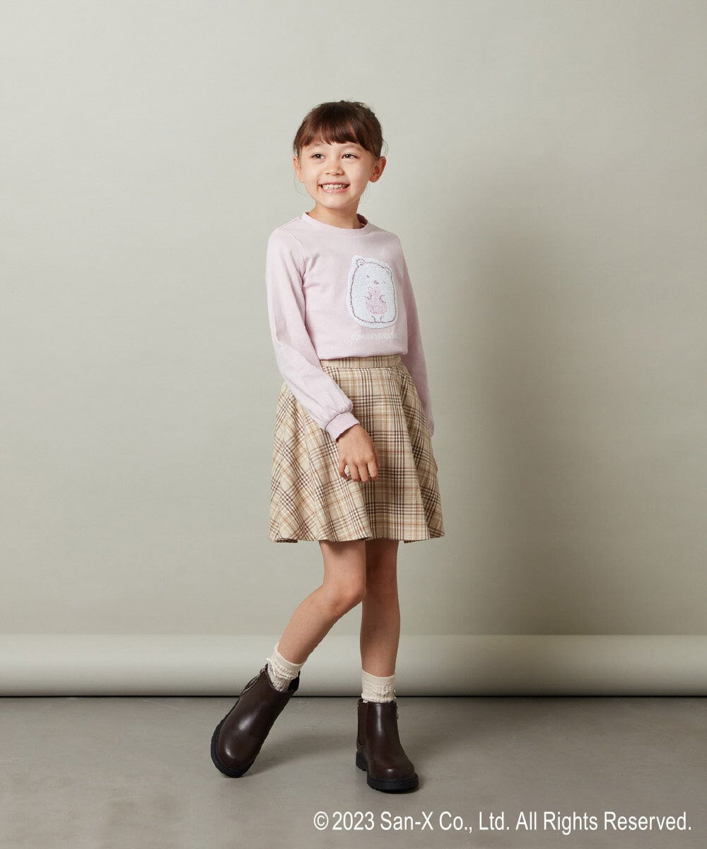 KJKJS80029 a.v.v KIDS(アー・ヴェ・ヴェ) [100-140]【すみっコぐらし】リバーシブルスパンコール長袖Ｔシャツ ピンク