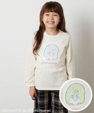 KJKJS80029 a.v.v KIDS(アー・ヴェ・ヴェ) [100-140]【すみっコぐらし】リバーシブルスパンコール長袖Ｔシャツ アイボリー