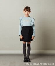 KJKJS81029 a.v.v KIDS(アー・ヴェ・ヴェ) [100-140]【すみっコぐらし】肩フリル長袖Ｔシャツ ライトブルー