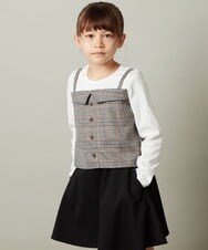 KJKJT34034 a.v.v KIDS(アー・ヴェ・ヴェ) [140-150]【セットアップ対応】チェック柄キャミドッキングトップス ベージュ