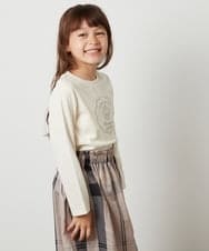 KJKJT36034 a.v.v KIDS(アー・ヴェ・ヴェ) [140-150]カップケーキ刺繍ロンＴ アイボリー