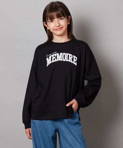 KJKJV33019 a.v.v KIDS [120-130]サテンアップリケカレッジロゴロンＴ