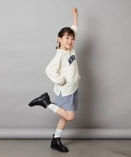 KJKJW33024 a.v.v KIDS(アー・ヴェ・ヴェ) [140-150]サテンアップリケカレッジロゴロンＴ ワイン