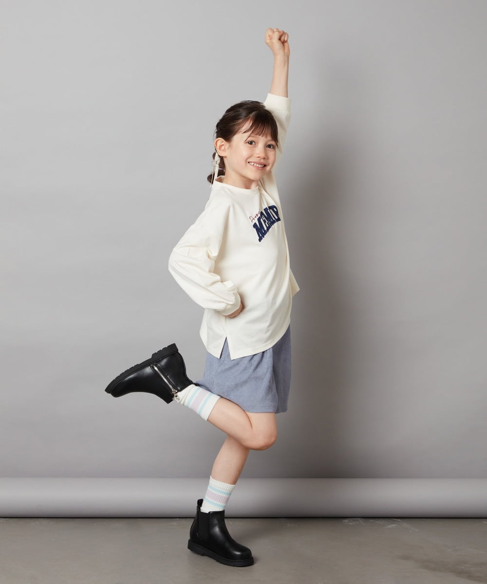 KJKJW33024 a.v.v KIDS(アー・ヴェ・ヴェ) [140-150]サテンアップリケカレッジロゴロンＴ ワイン