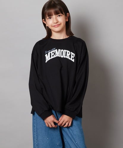 KJKJW33024 a.v.v KIDS [140-150]サテンアップリケカレッジロゴロンＴ