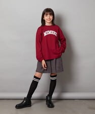 KJKJX33029 a.v.v KIDS(アー・ヴェ・ヴェ) [160]サテンアップリケカレッジロゴロンＴ ブラック