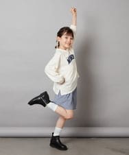 KJKJX33029 a.v.v KIDS(アー・ヴェ・ヴェ) [160]サテンアップリケカレッジロゴロンＴ ブラック