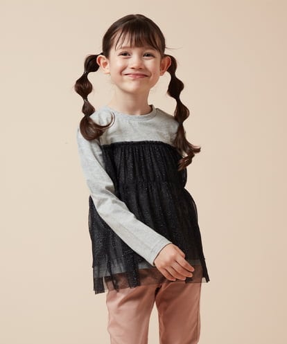 KJKJX46039 a.v.v KIDS [160]ラメチュールドッキングトップス